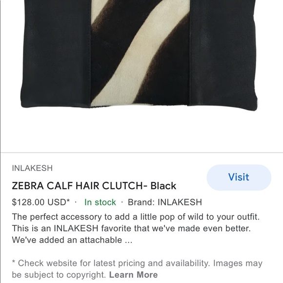ZEBRA CALF HAIR CLUTCH- Black - Picture 4 of 4